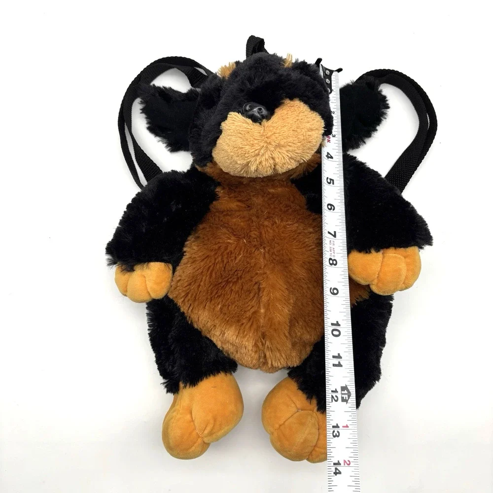 2016 Calplush Rottweiler Dog Black & Brown Super Soft Kids Backpack 14x8x3